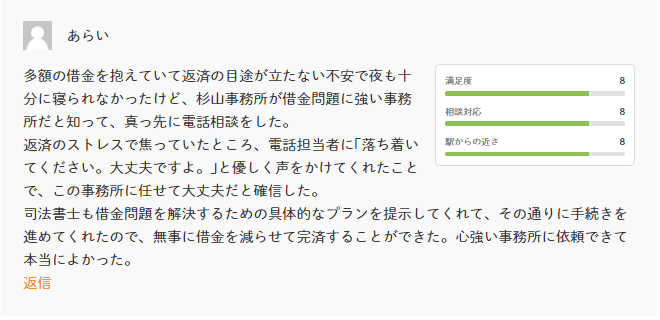 杉山事務所の口コミ2